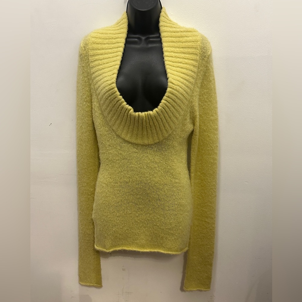 BCBGMAXAZRIA Women's Exaggerated Scoop Neck Green Tunic Sweater - Size L - VNTG